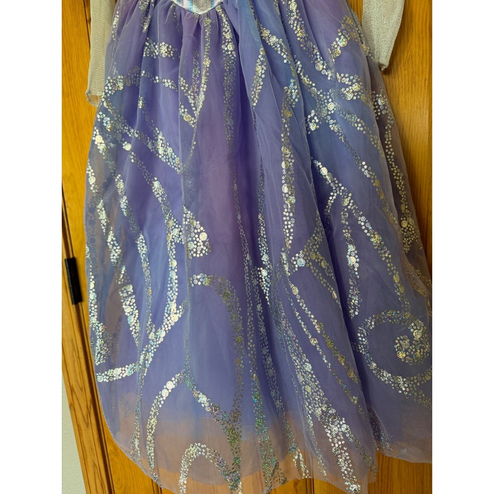 Wicked Glinda Costume Girls Small 4-6X Purple Silver Sequin Dress Up 173489L - Picture 2 of 6